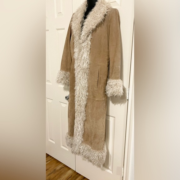 Vintage Penny Lane Leather Coat Faux Fur Giacca M - Picture 4 of 11